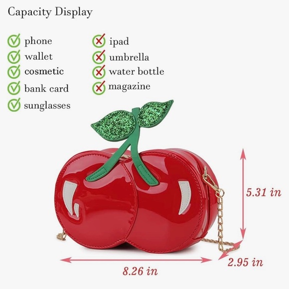 Vibrant Red Cherry Crossbody Bag - Picture 4 of 9